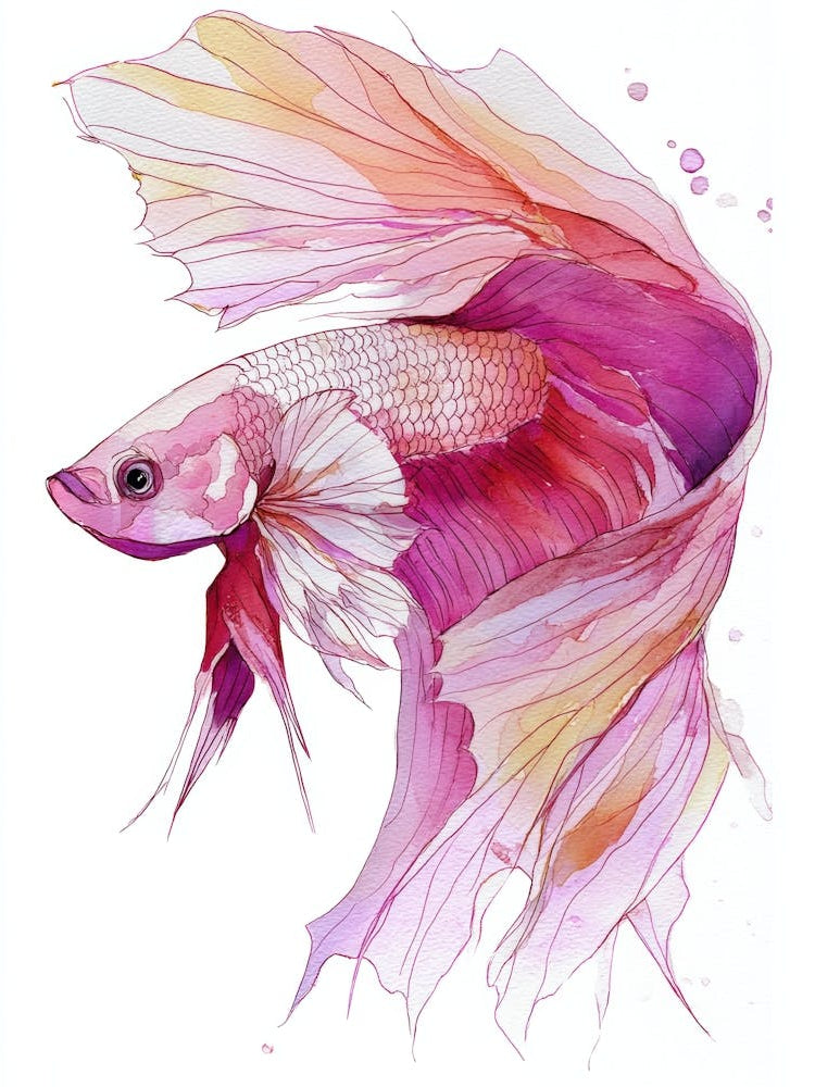 Watercolor Of A Siamese Catfish