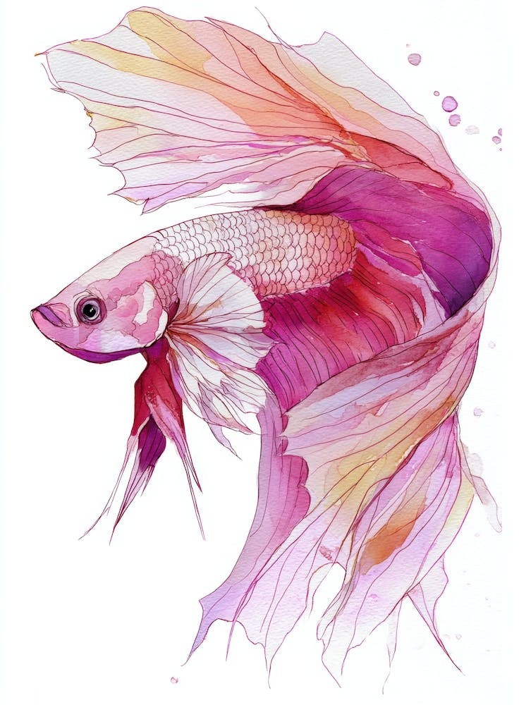 Watercolor Of A Siamese Catfish