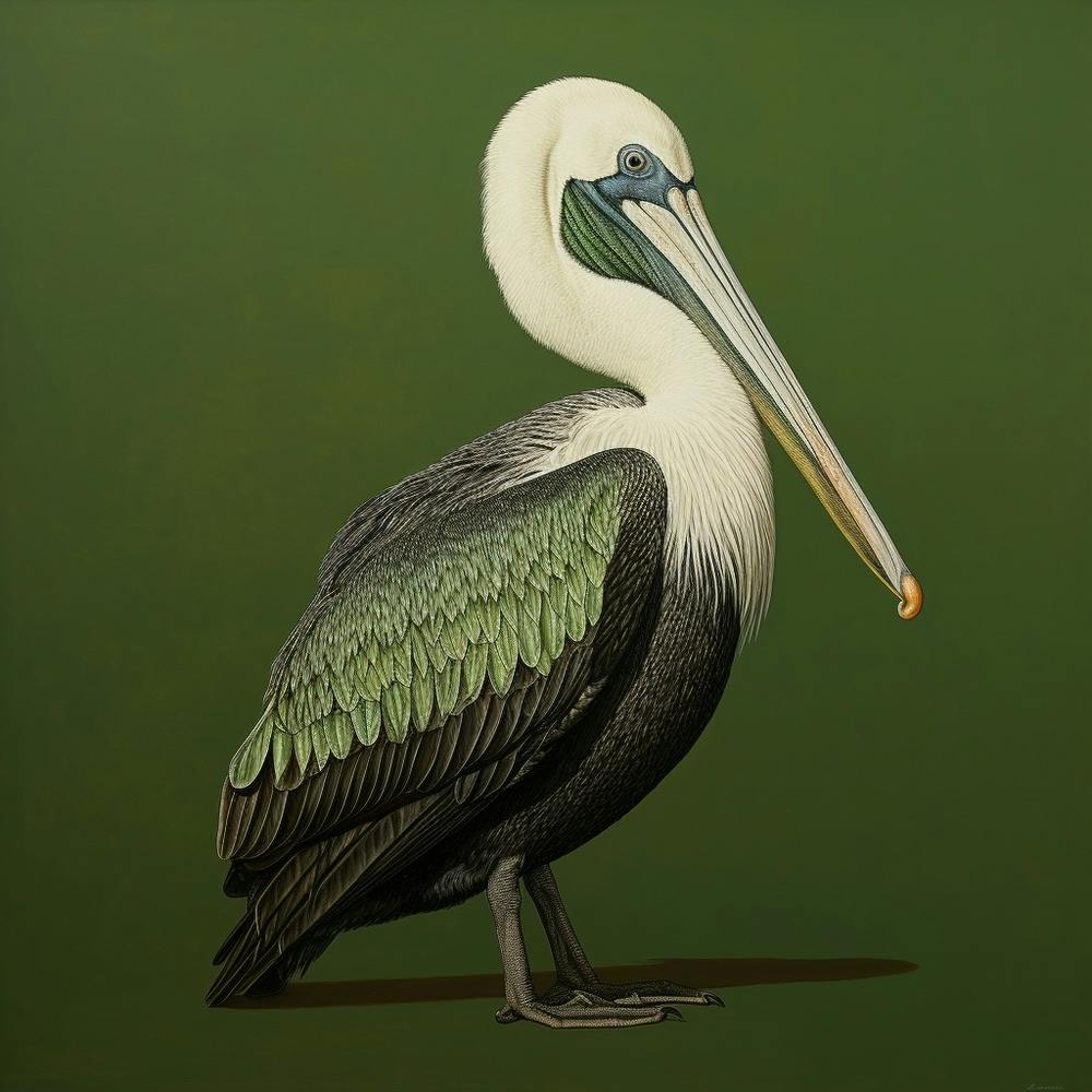 Ohara Koson Inspired Bird Painting Brown Pelican 3 Square