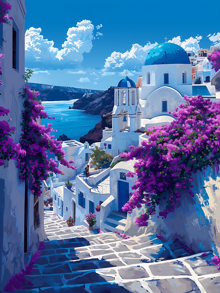 Beautiful Santorini Greece Wall Art 3