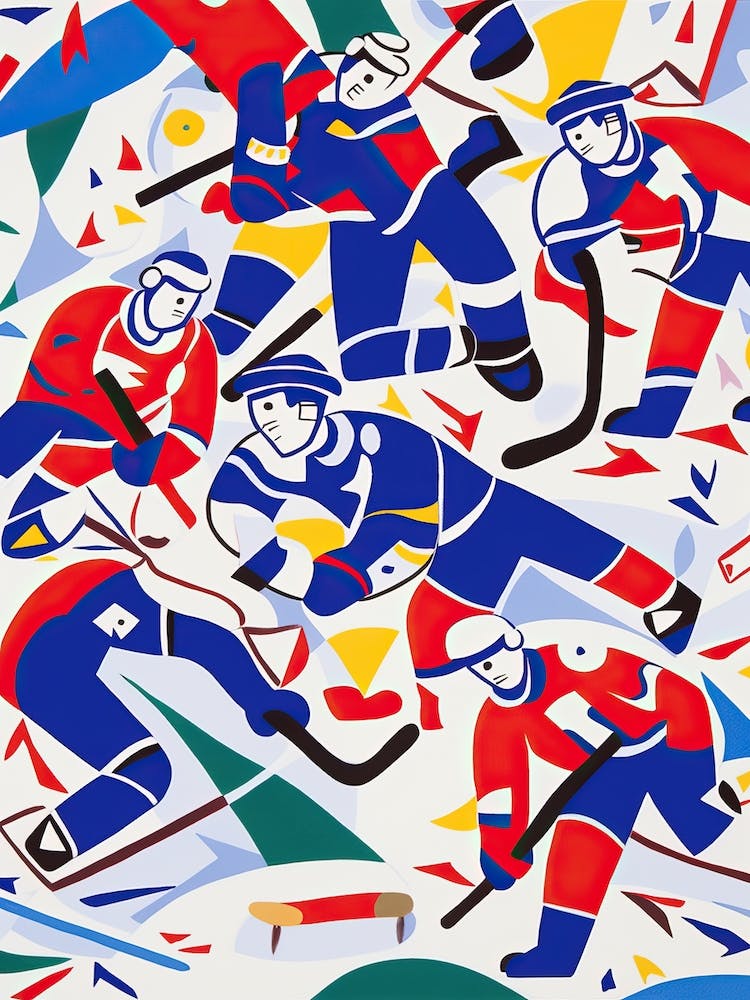 Ice Hockey In The Style Of Matisse 3