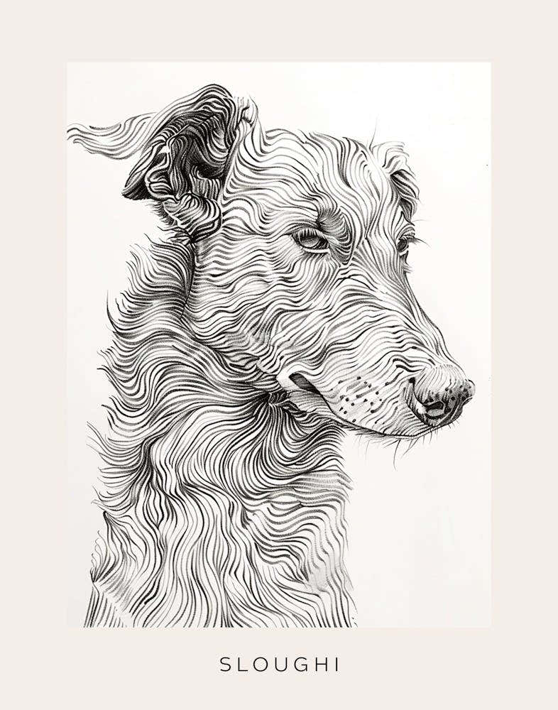 Sloughi Dog Line Sketch 2 Poster