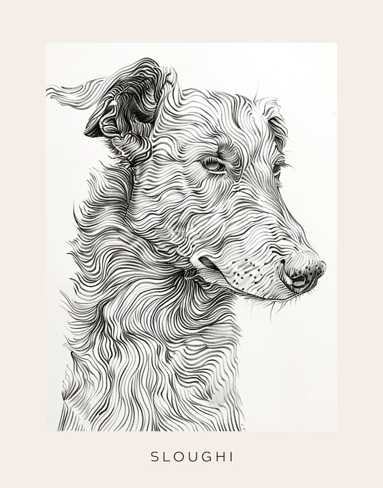 Sloughi Dog Line Sketch 2 Poster