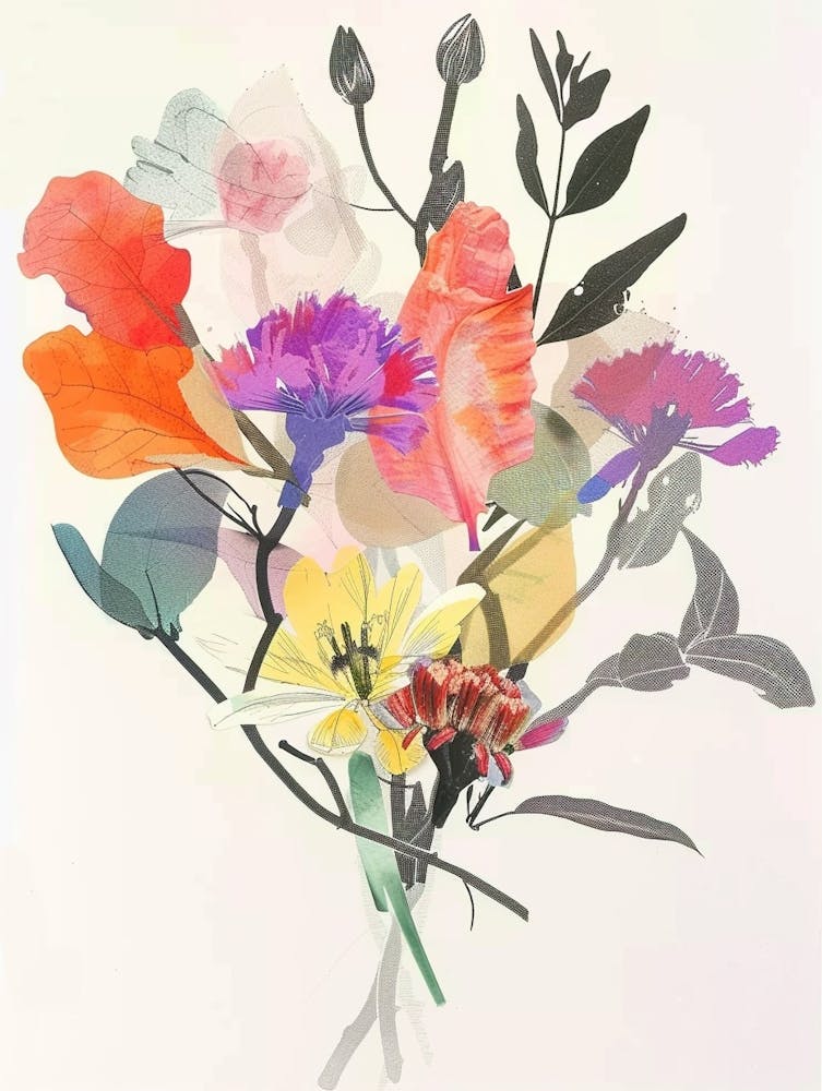 Celosia 2 Collage Flower Bouquet