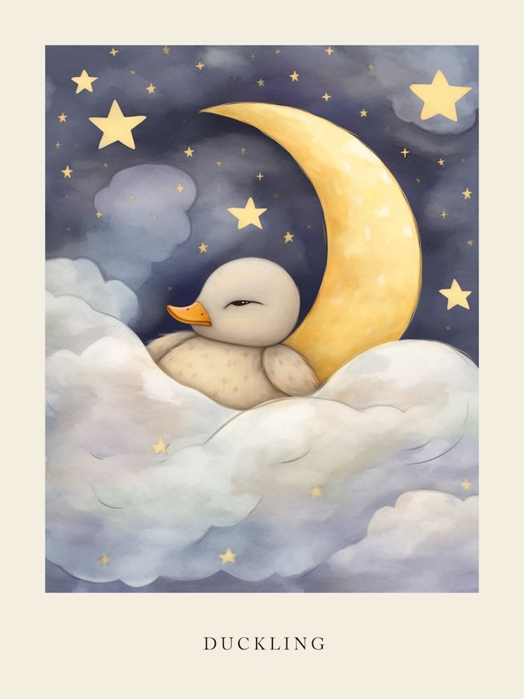 Sleeping Baby Duckling 2 Nursery Poster