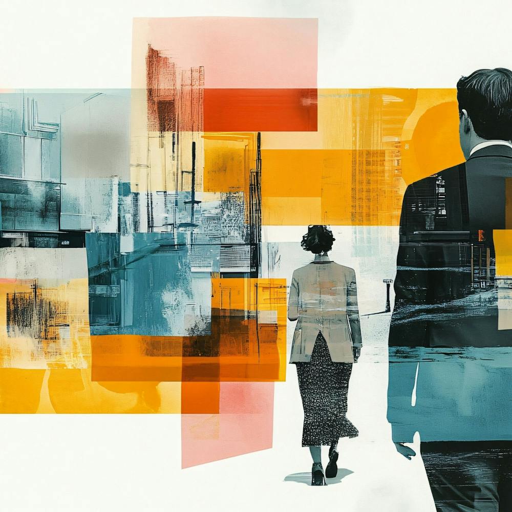 Man And Woman Walking Down The Street