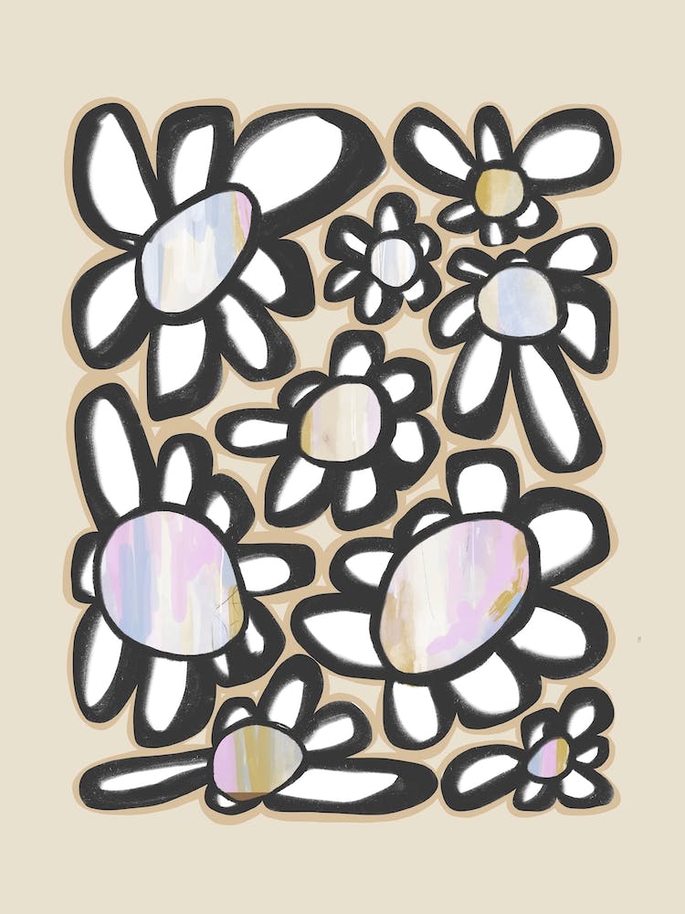 Bold Flowers Lila Blue