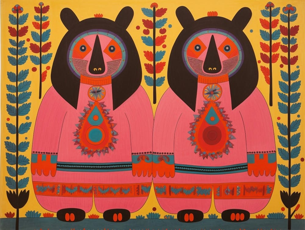 Wombat 4 Folk Style Animal Illustration