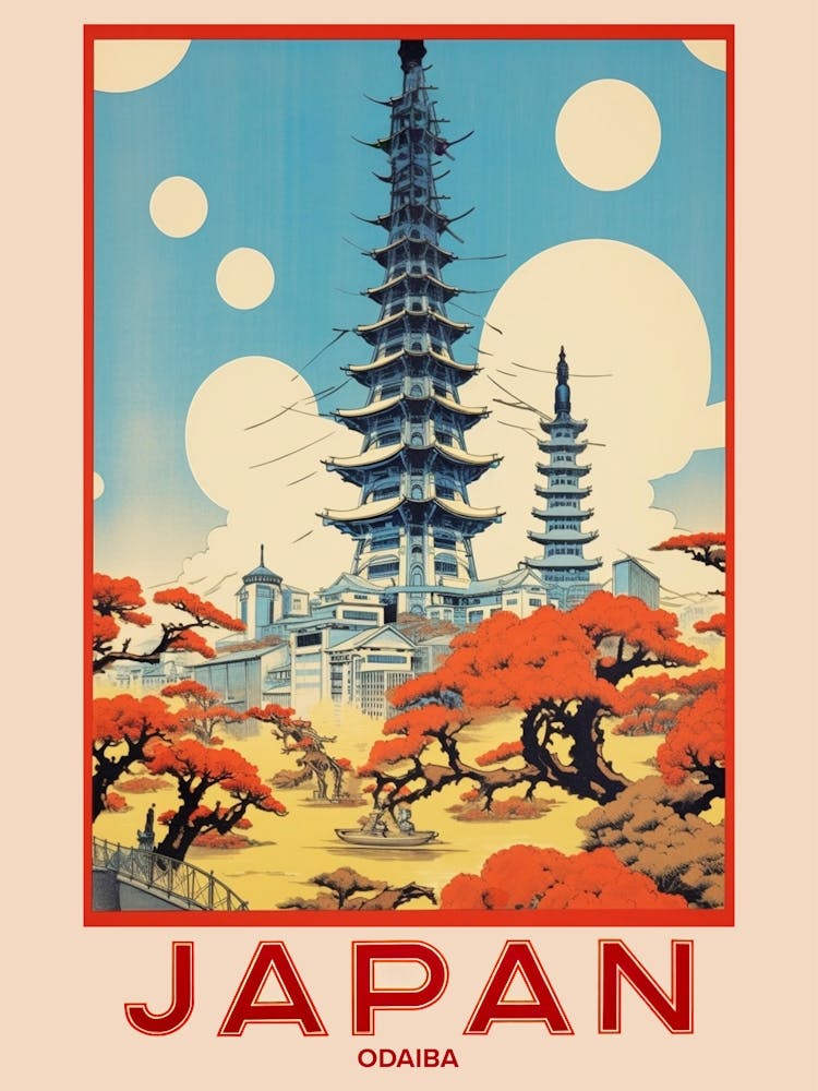 Odaiba, Visit Japan Vintage Travel Art 4
