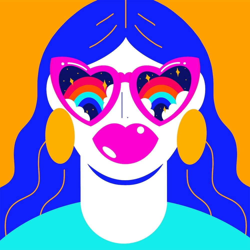 Rainbow Blue & Orange Square