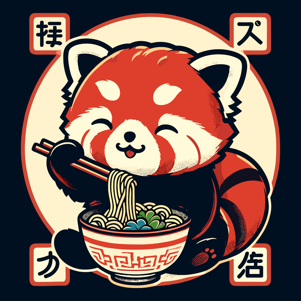Red Panda Eating Noodles 1