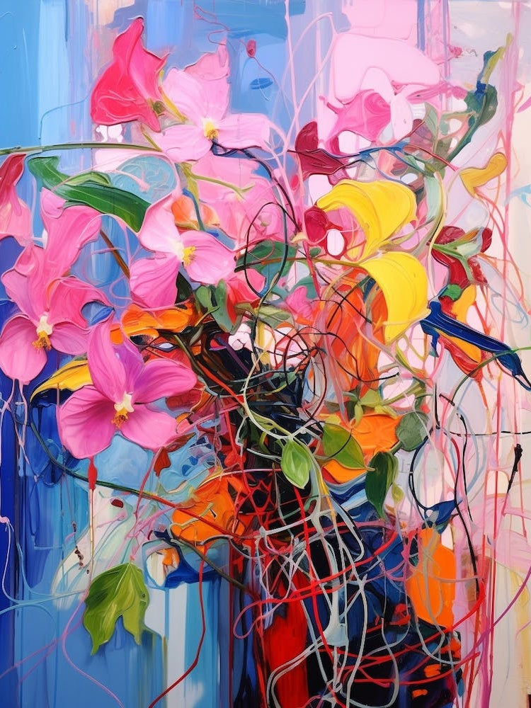 Abstract Flower Painting Fuchsia 3