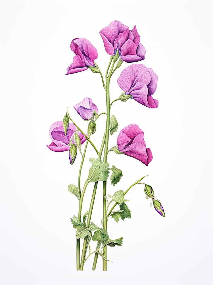 Sweet Peas Flower Vintage Botanical 1