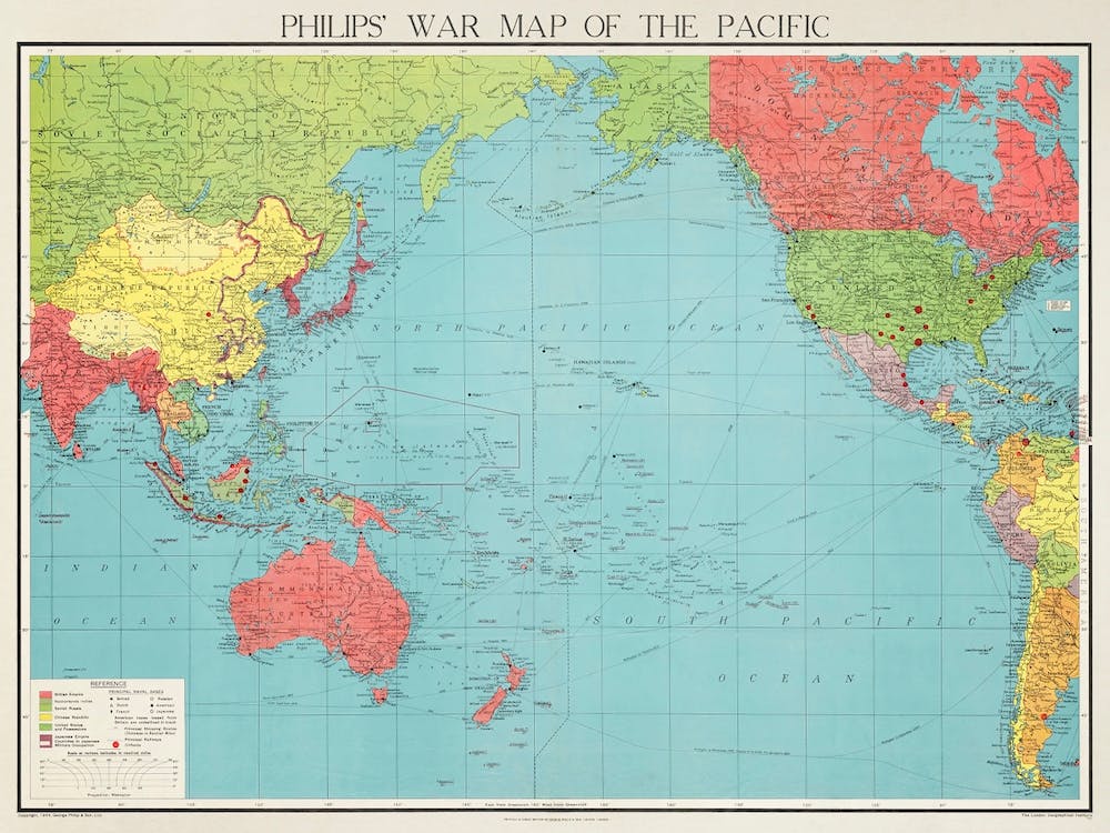 Philip's War Map Of The Pacific (1945)