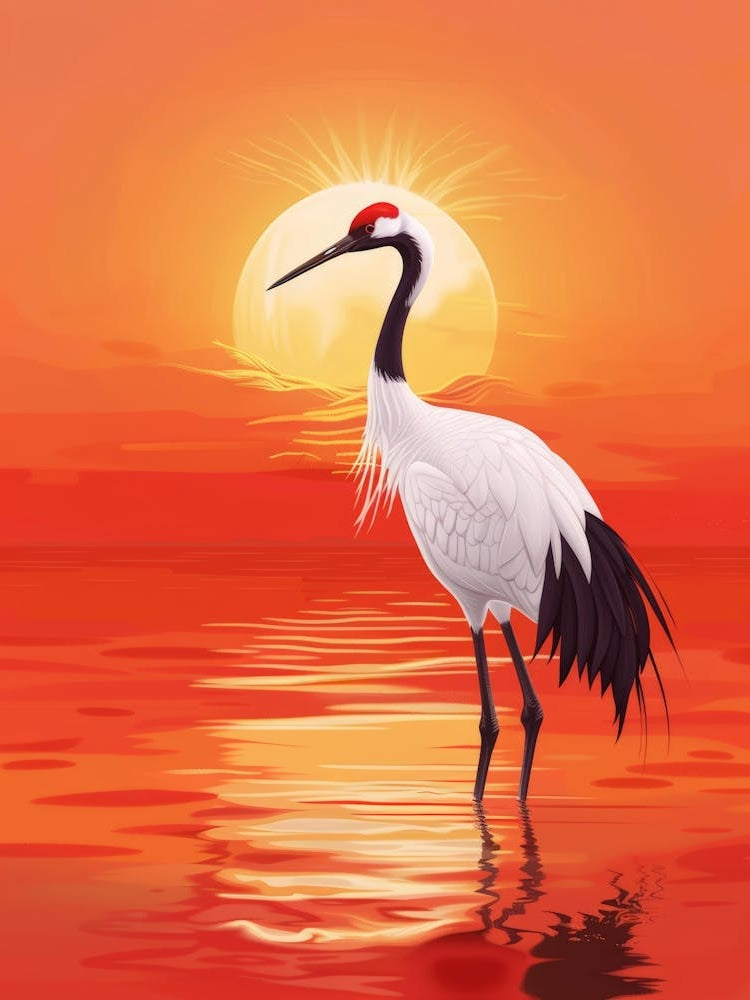Crane At Sunset 1