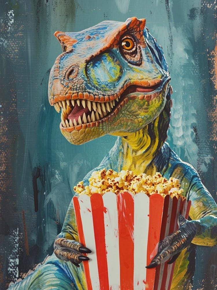 Dinosaur With Popcorn Brushstroke 2