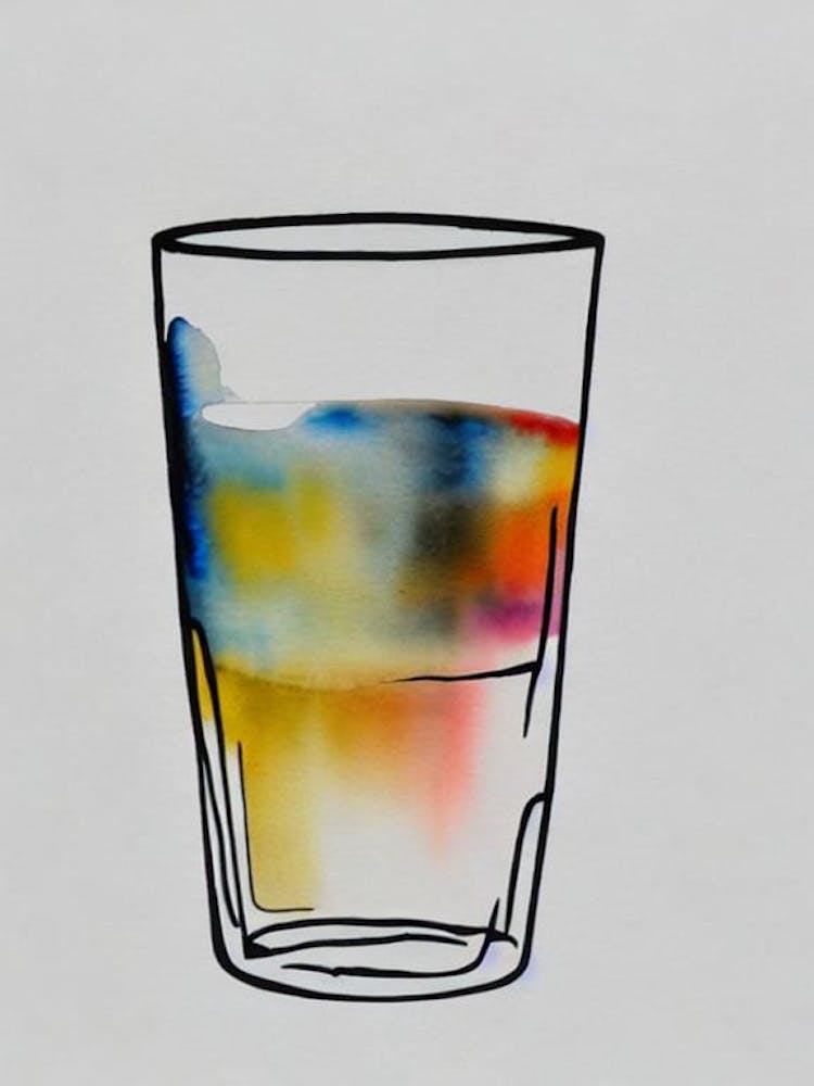 Mind Eraser Minimal Line Drawing With Watercolour Cocktail Poster