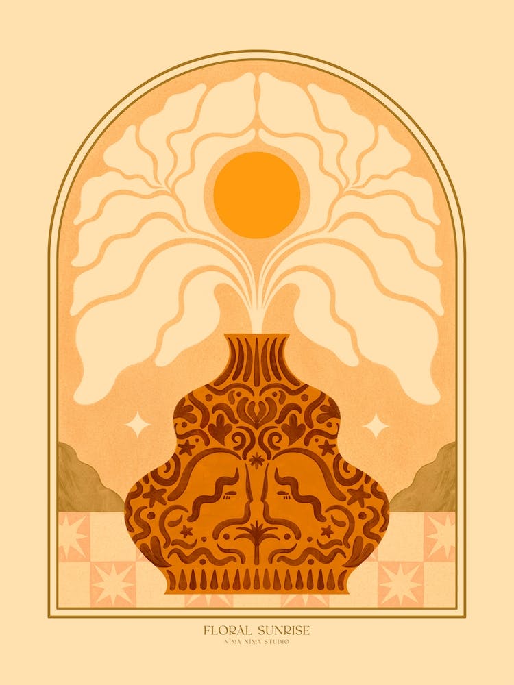 Floral Sunrise Botanical Vase  