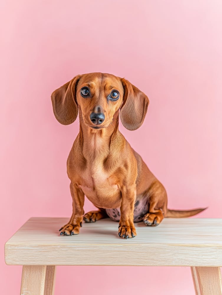 Dachshund Dog On A Stool.Generated AI.