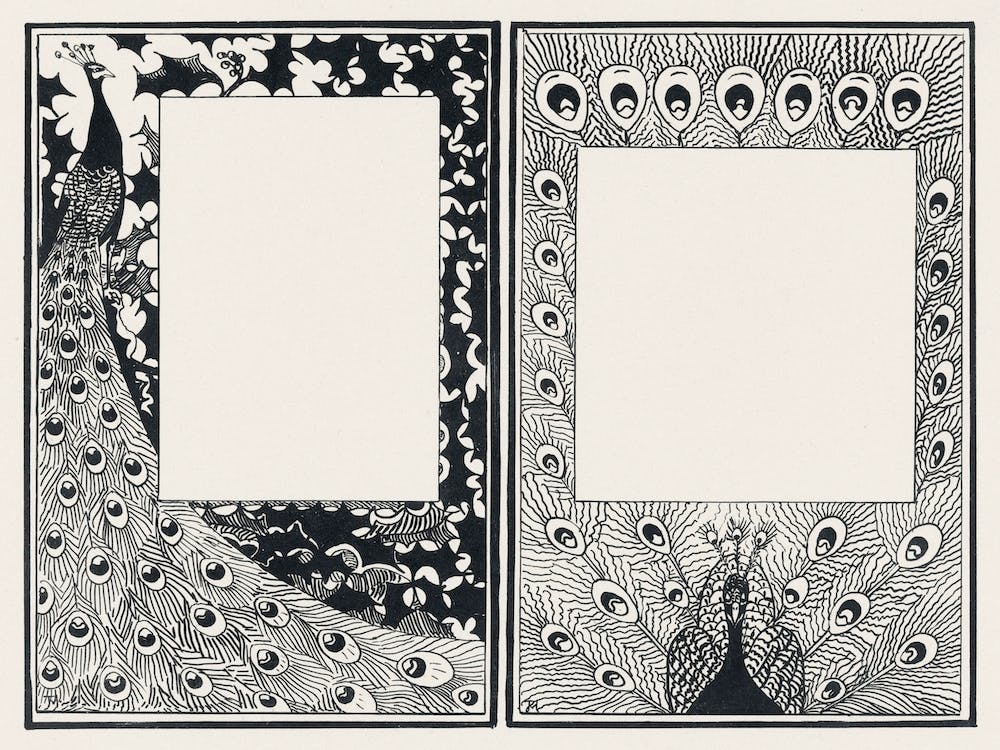 Design For Announcement And Order Card With Peacocks, Theo Van Hoytema