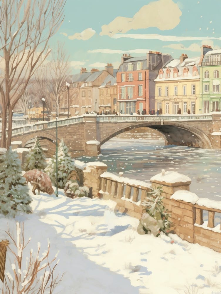 Vintage Winter Illustration Richmond England 3