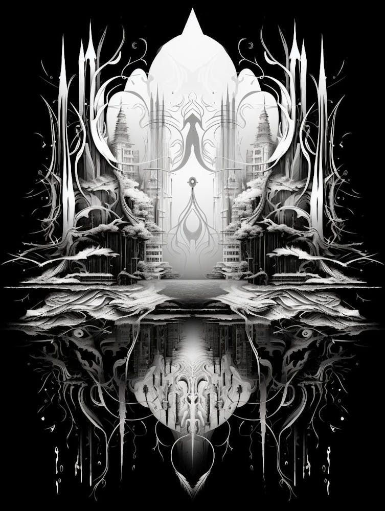 Surreal Symmetry Abstract Black And White 3