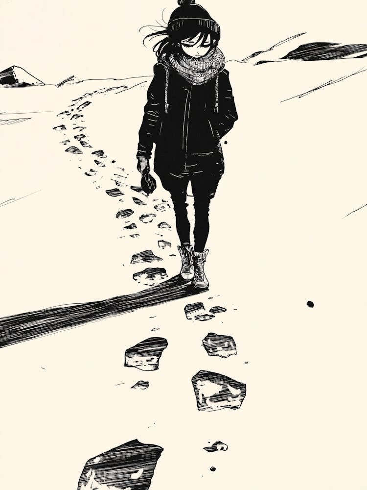 Girl Walking In The Snow