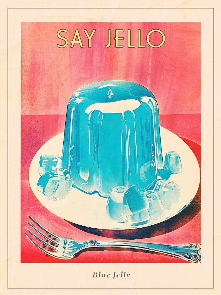 Retro Blue Jelly Vintage Cookbook Inspired 2 Poster