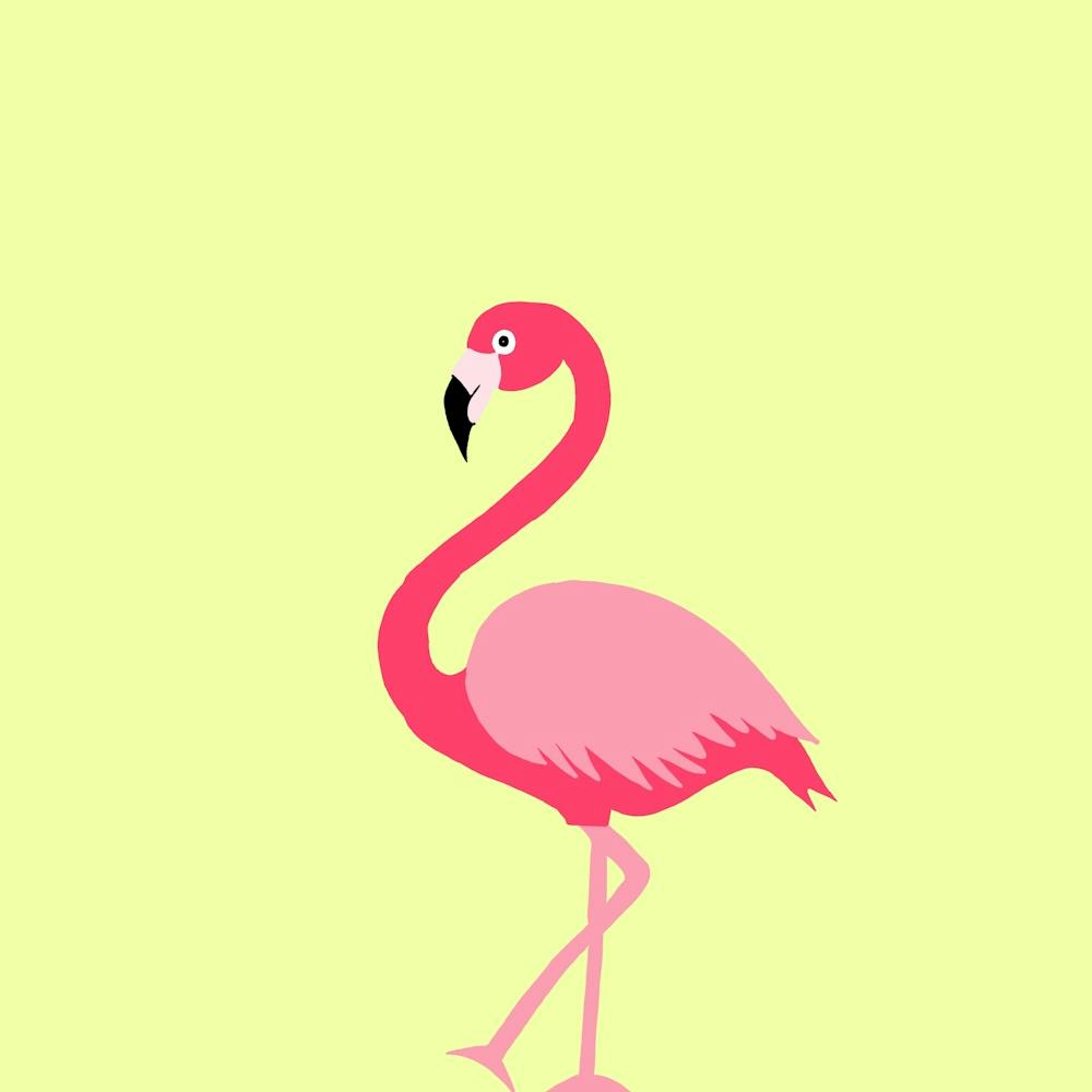 Flamingo On Yellow