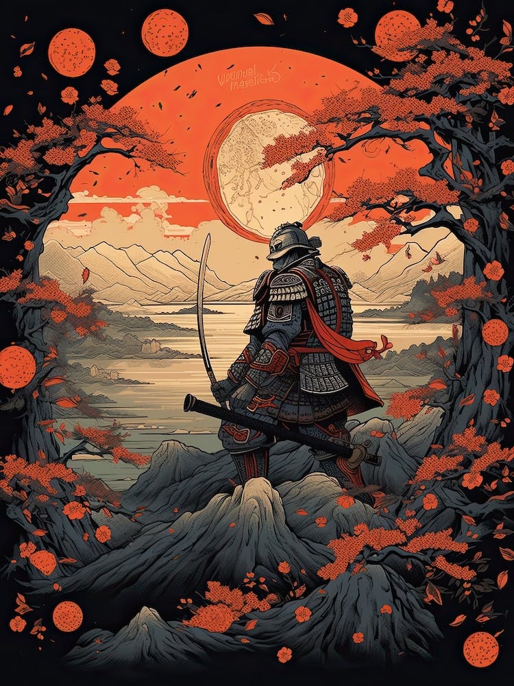 Samurai Ukiyo E Style Illustration 3