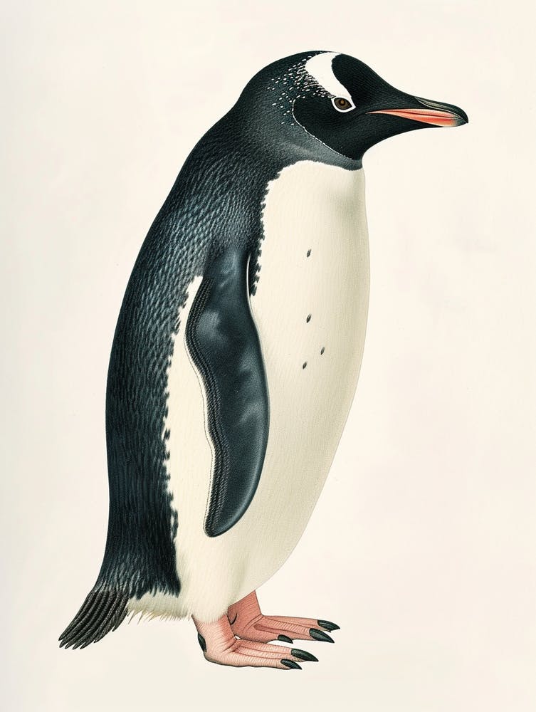 Adlie Penguin Carcass Island Vintage Botanical Painting 2