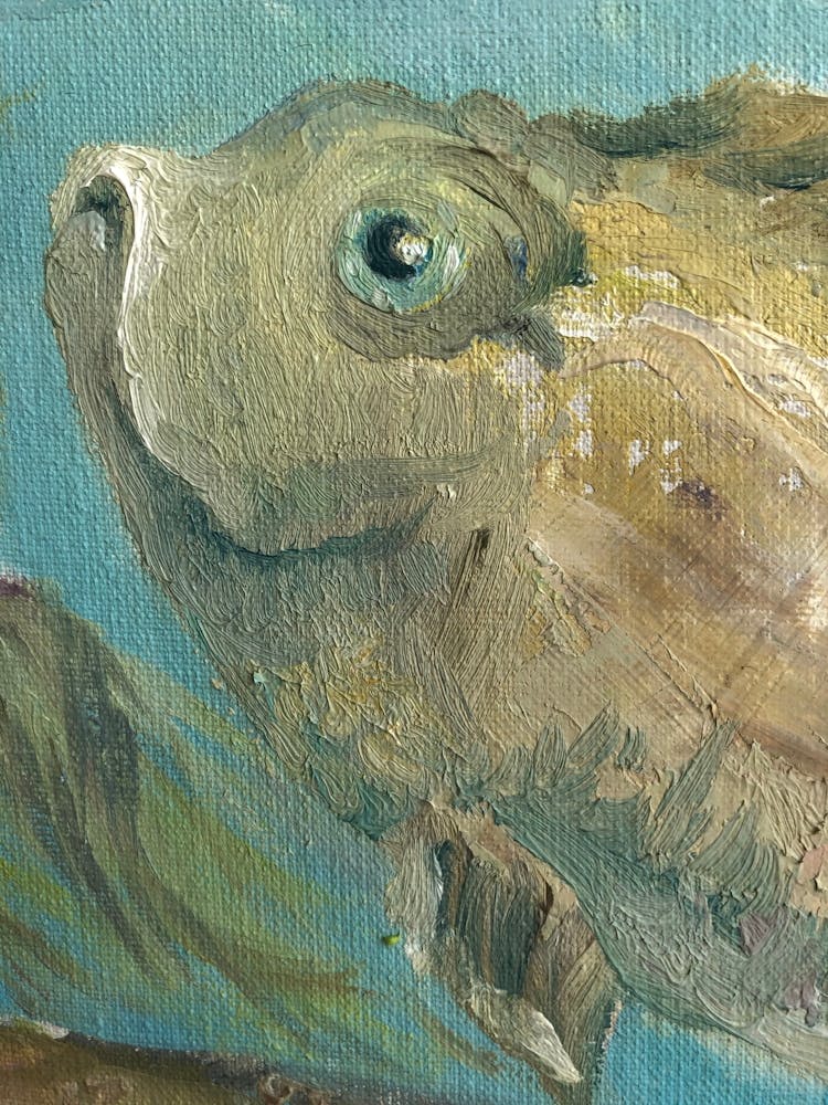 "Clever Fish" oil on canvas fragment 60*80