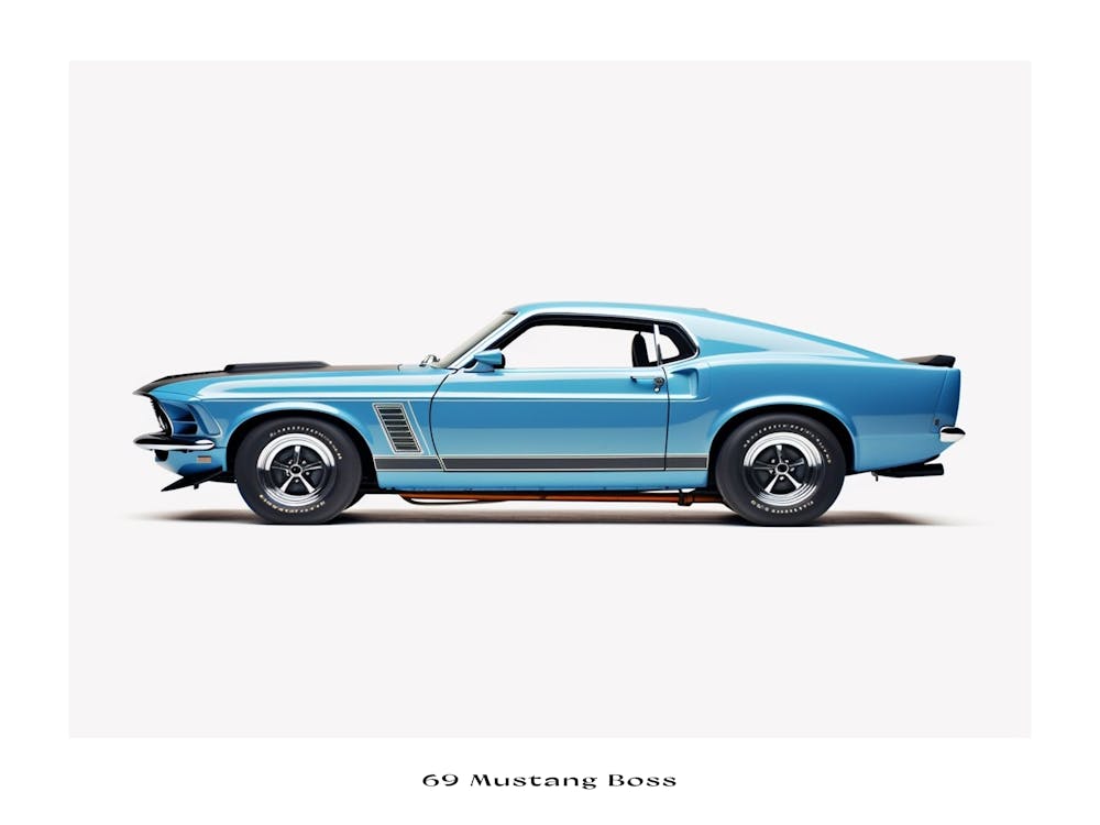Voiture Jouet 69 Mustang Boss 302 Affiche Bleue