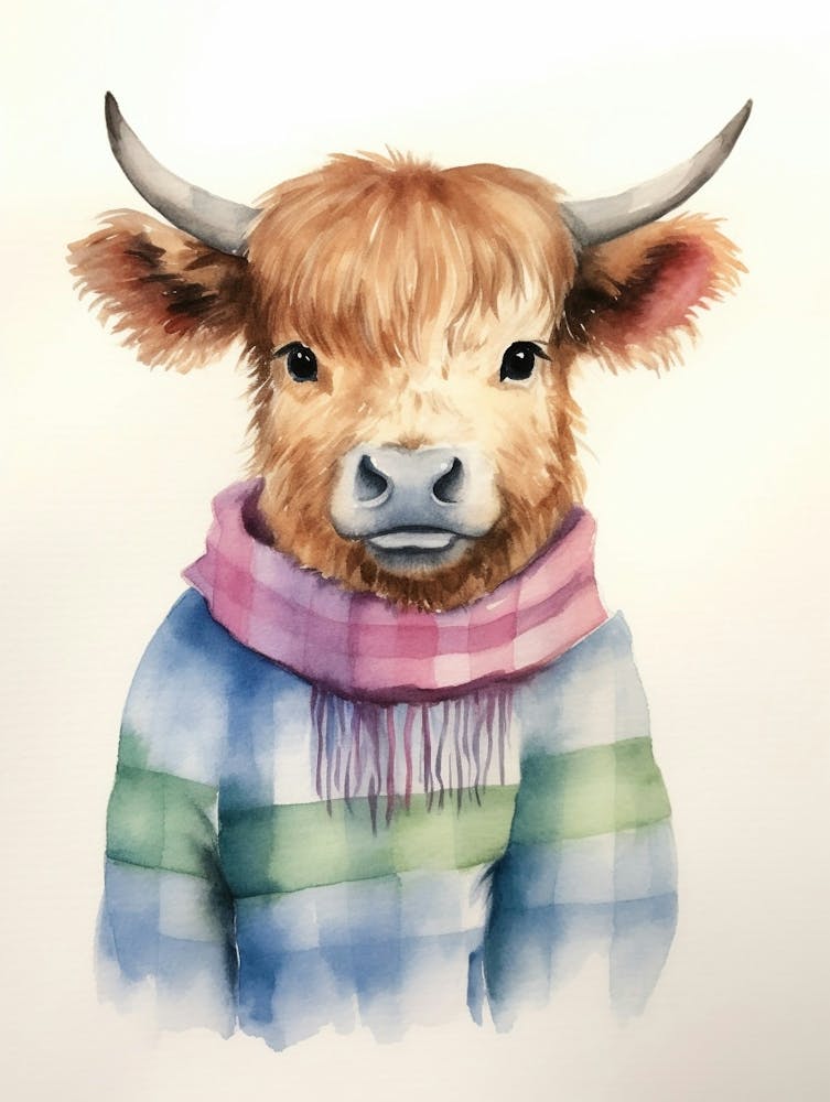 Baby Animal Watercolour Bison