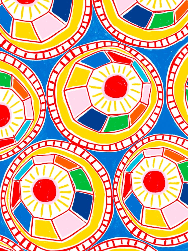 Multi coloured abstract geometric shape print