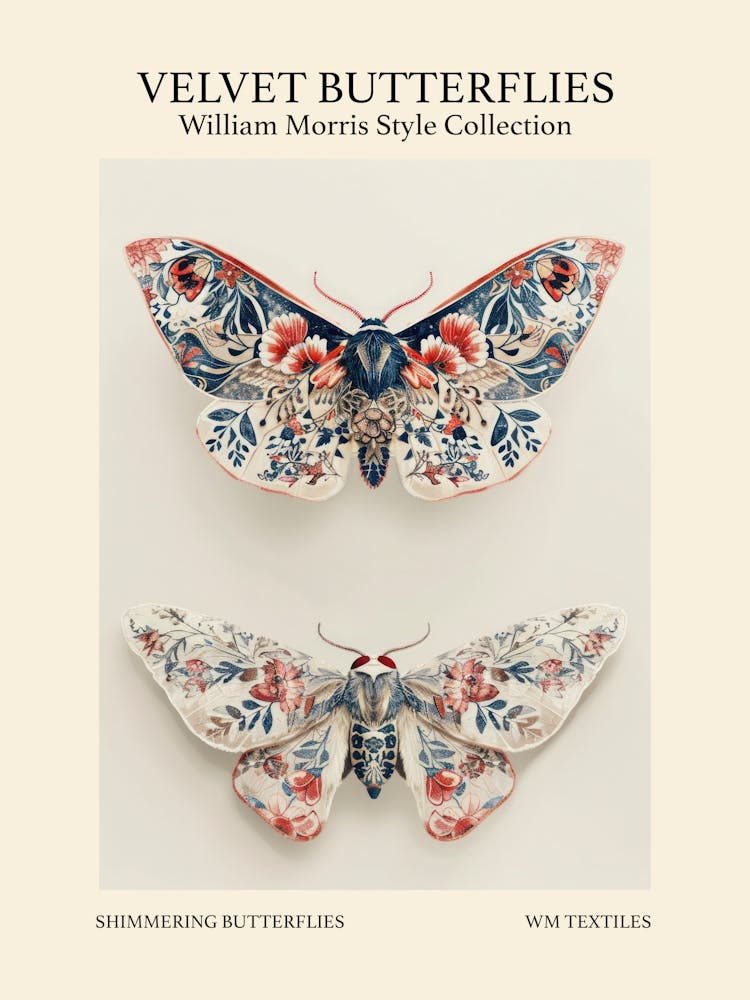 Velvet Butterflies Collection Shimmering Butterflies William Morris Style 8