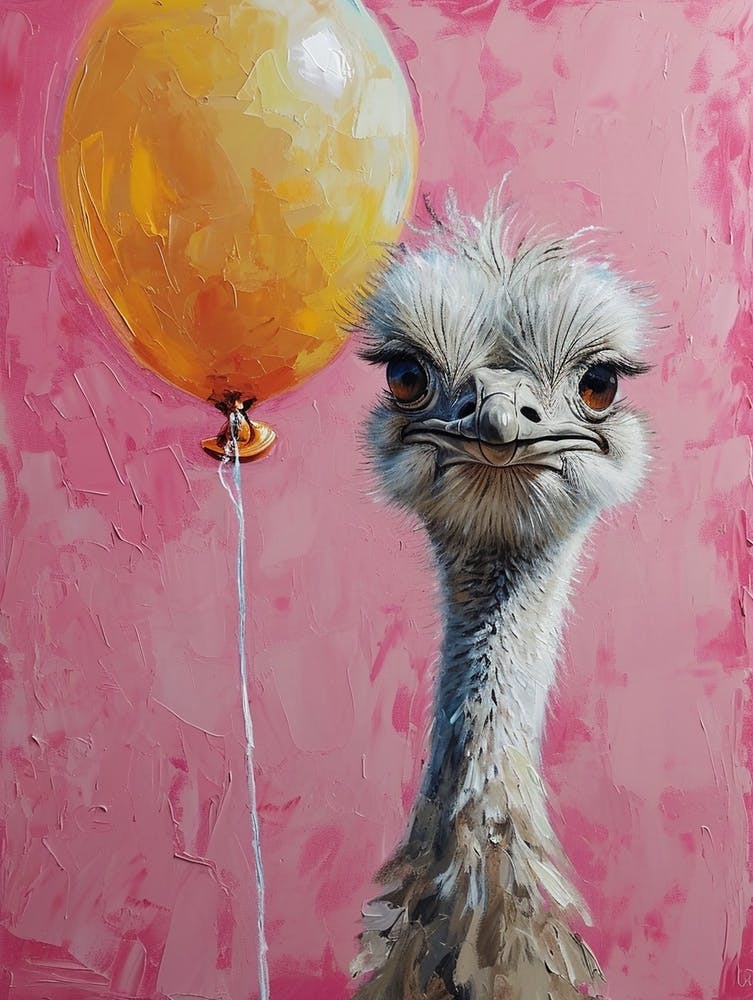 Cute Ostrich 2 With Balloon