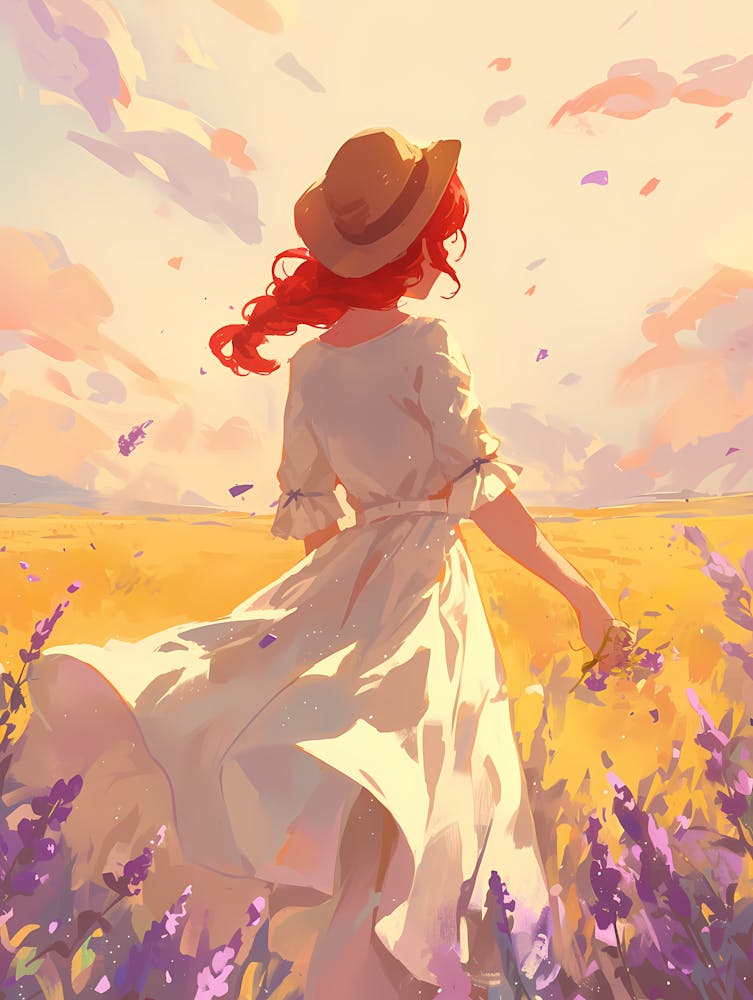 Girl In Lavender Field