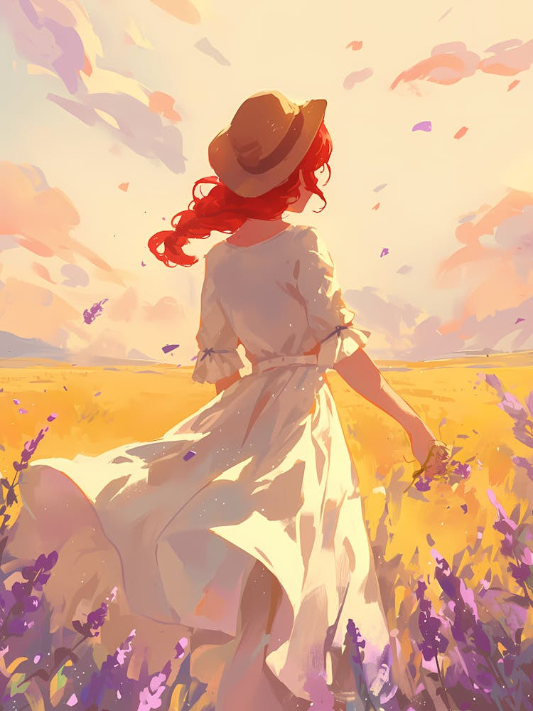 Girl In Lavender Field