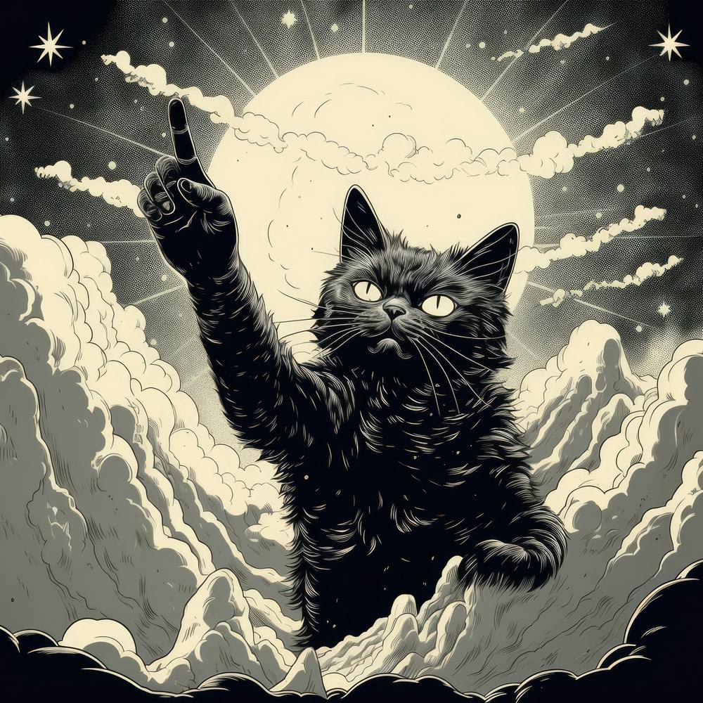 Cat Pointing Up The Sky Above 3