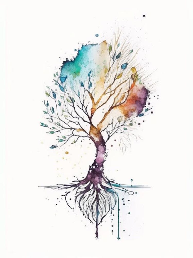 Tree Of Life (Immortality) Symbol Minimal Watercolour