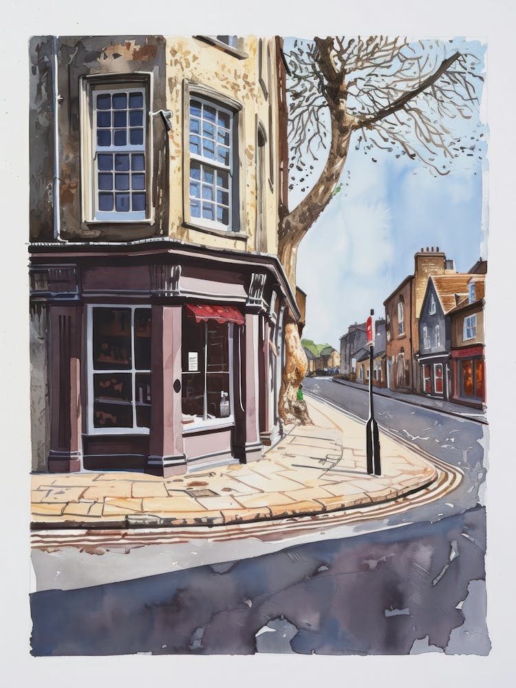 Merton London Borough   Street Watercolour 4