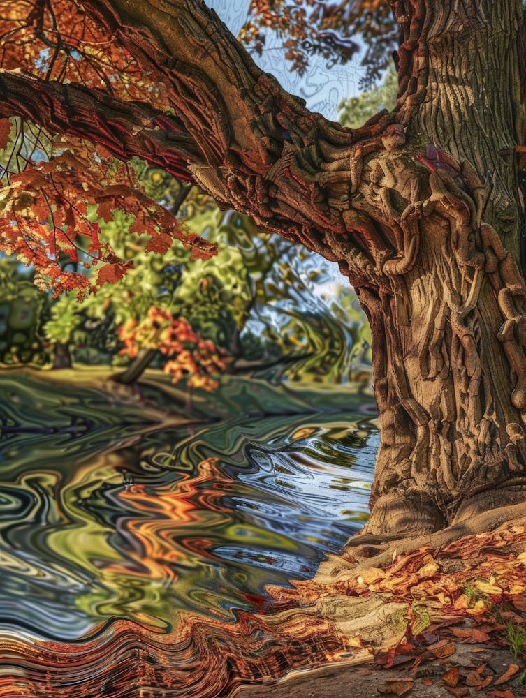 Autumn Tree By The River