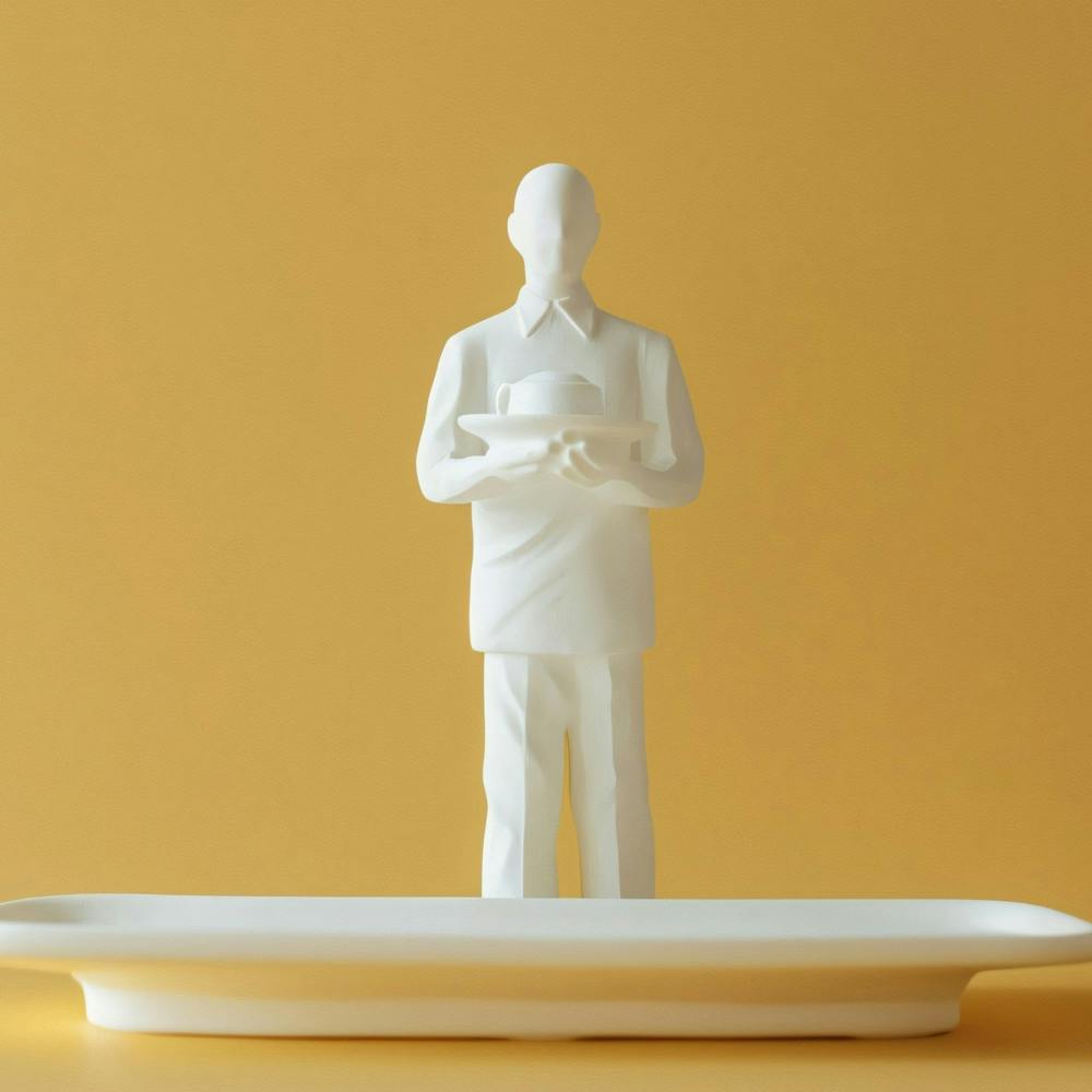 Waiter Holding Tray