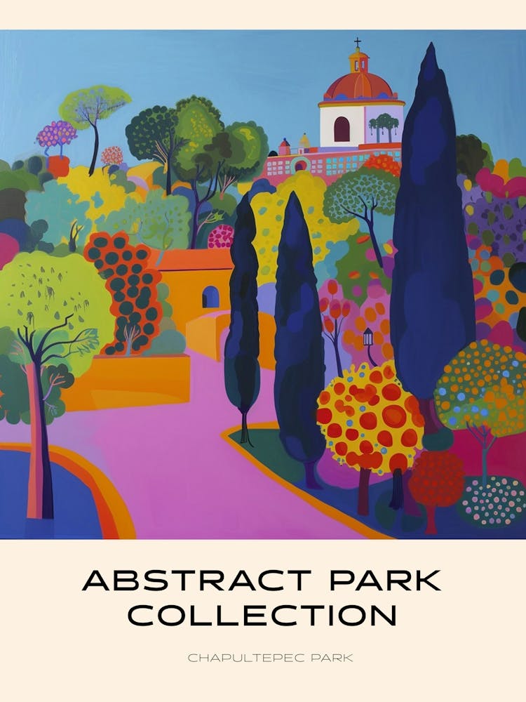 Abstract Park Collection Poster Chapultepec Park Mexico City 1