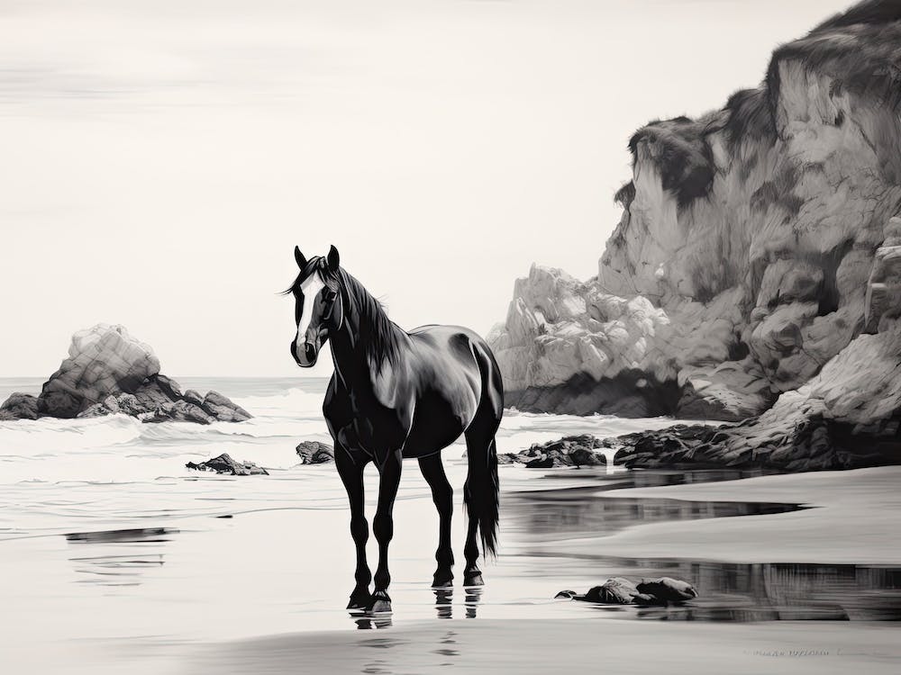A Horse Oil Painting In Praia Da Marinha, Portugal, Landscape 2