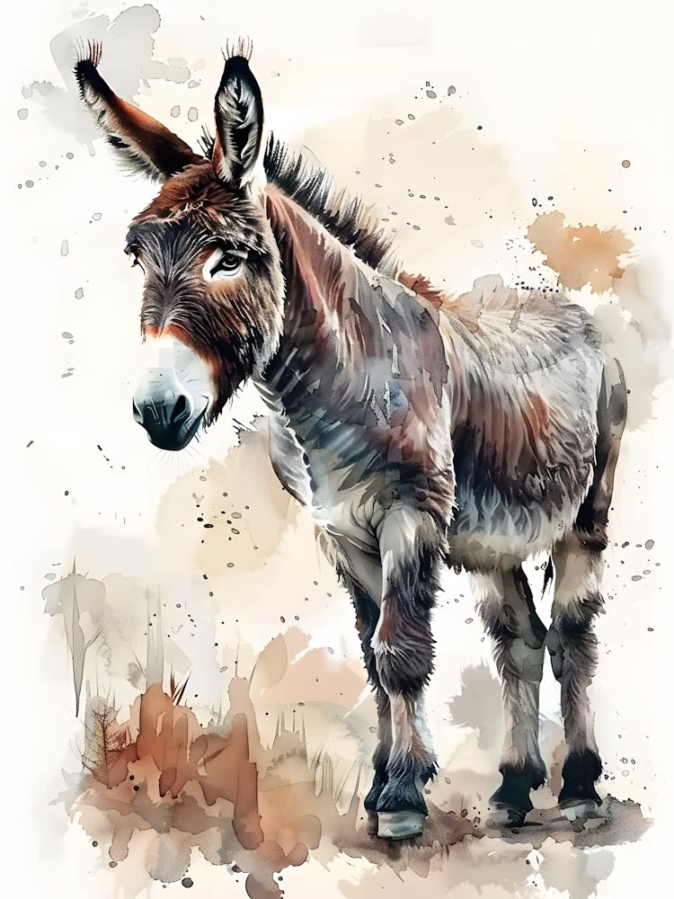 Donkey Watercolor Painting