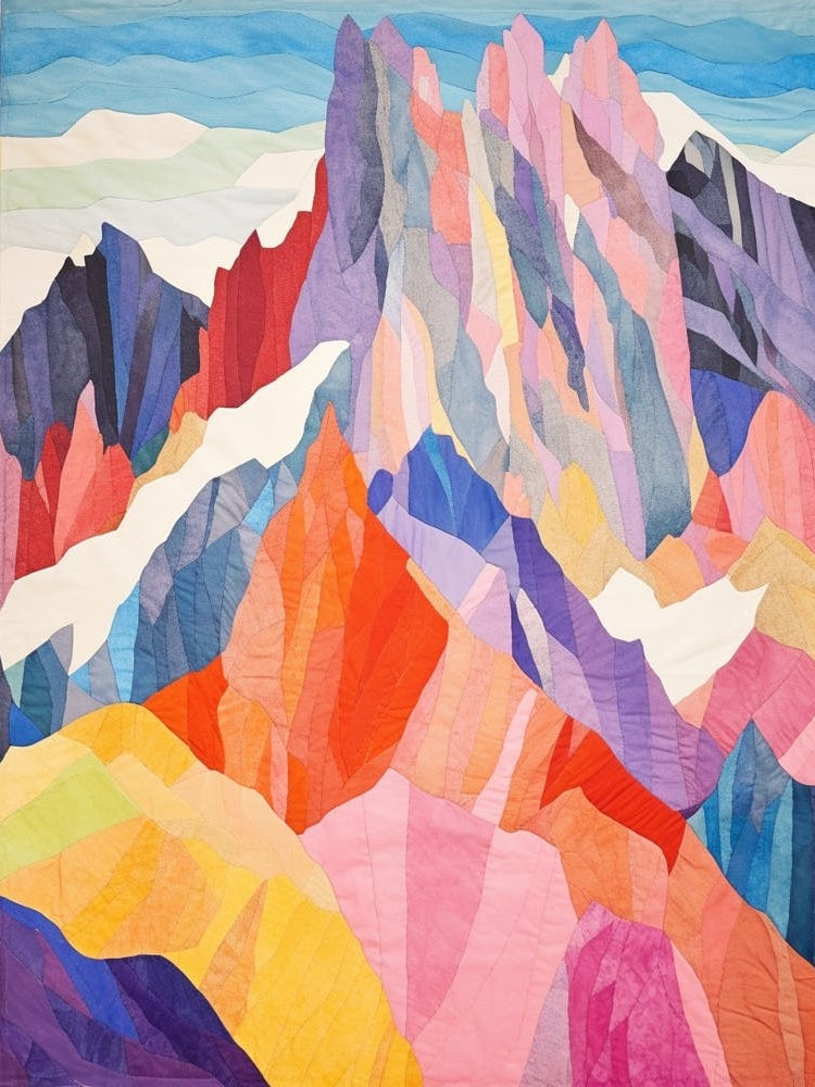 Mont Blanc France 4 Colourful Mountain Illustration