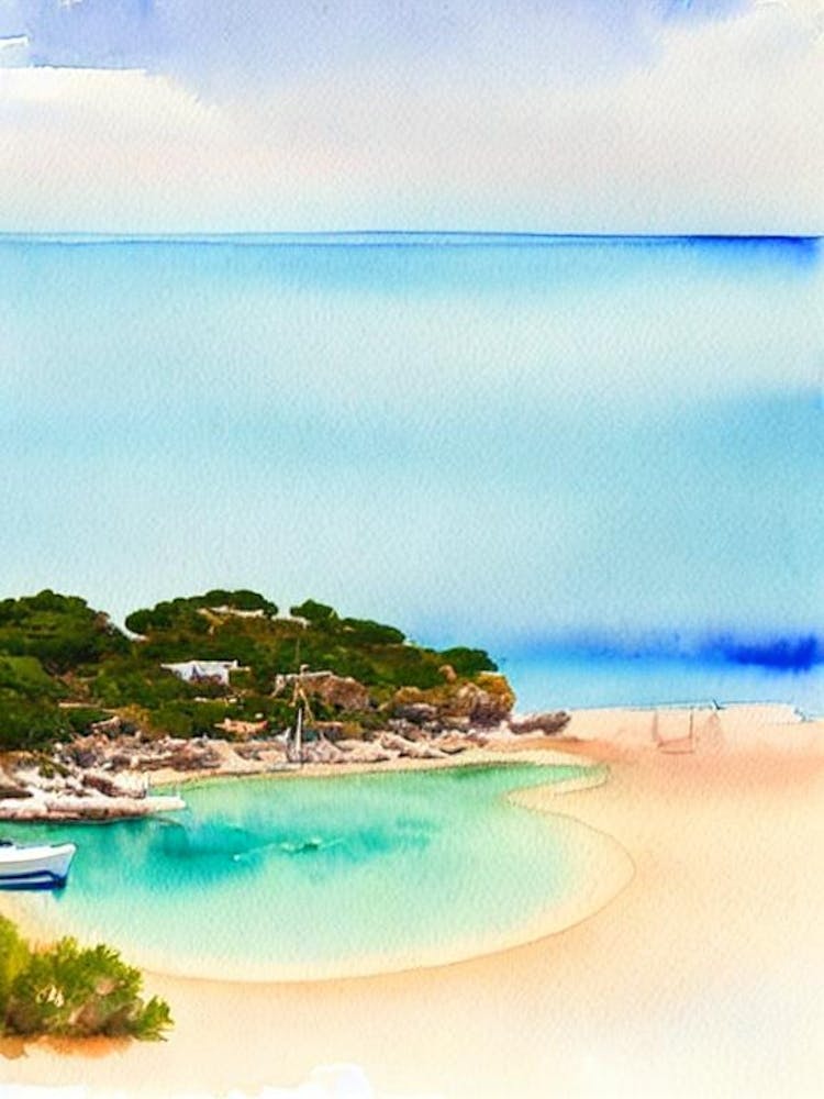 Cala Salada, Ibiza, Spain Watercolour