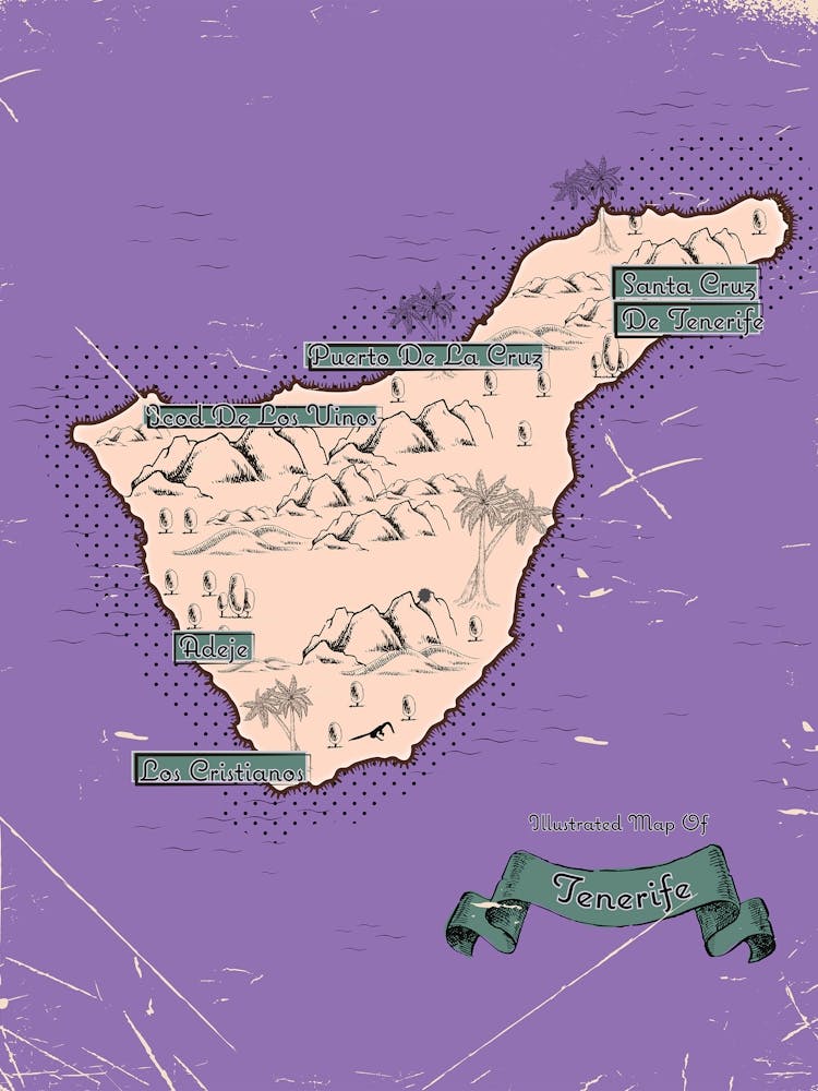 Vintage Old map of the Island of Tenerife